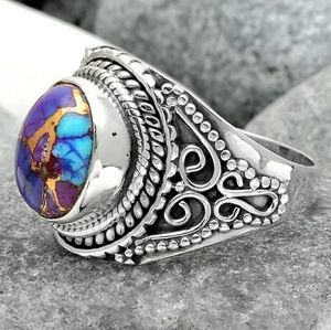 Copper Purple Turquoise - Arizona 925 Silver Ring